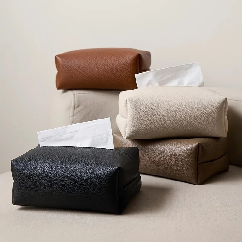 Taschentuchbox aus Kunstleder – modernes quadratisches Design, perfekt für Badezimmer, langlebige Kunstlederbox, Badezimmerdekoration – Detail 6