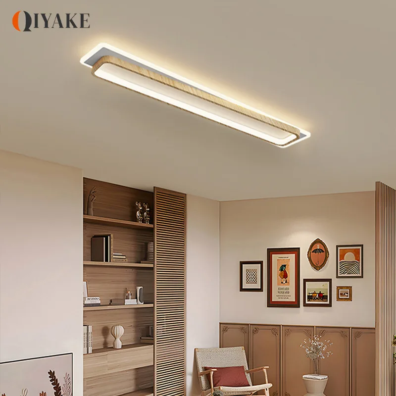 

Corridor Light Antique Minimalist Long Strip LED Ceiling Light Entrance Hallway Light Retro Walnut Wood Grain Minimalist Light