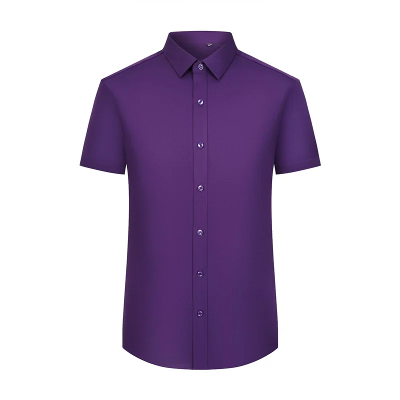 

New Men's Business Casual Elastic Short Sleeved Shirtslim Fit,wrinkle Freehigh Elasticitycomfortable and Breathable on All Sides