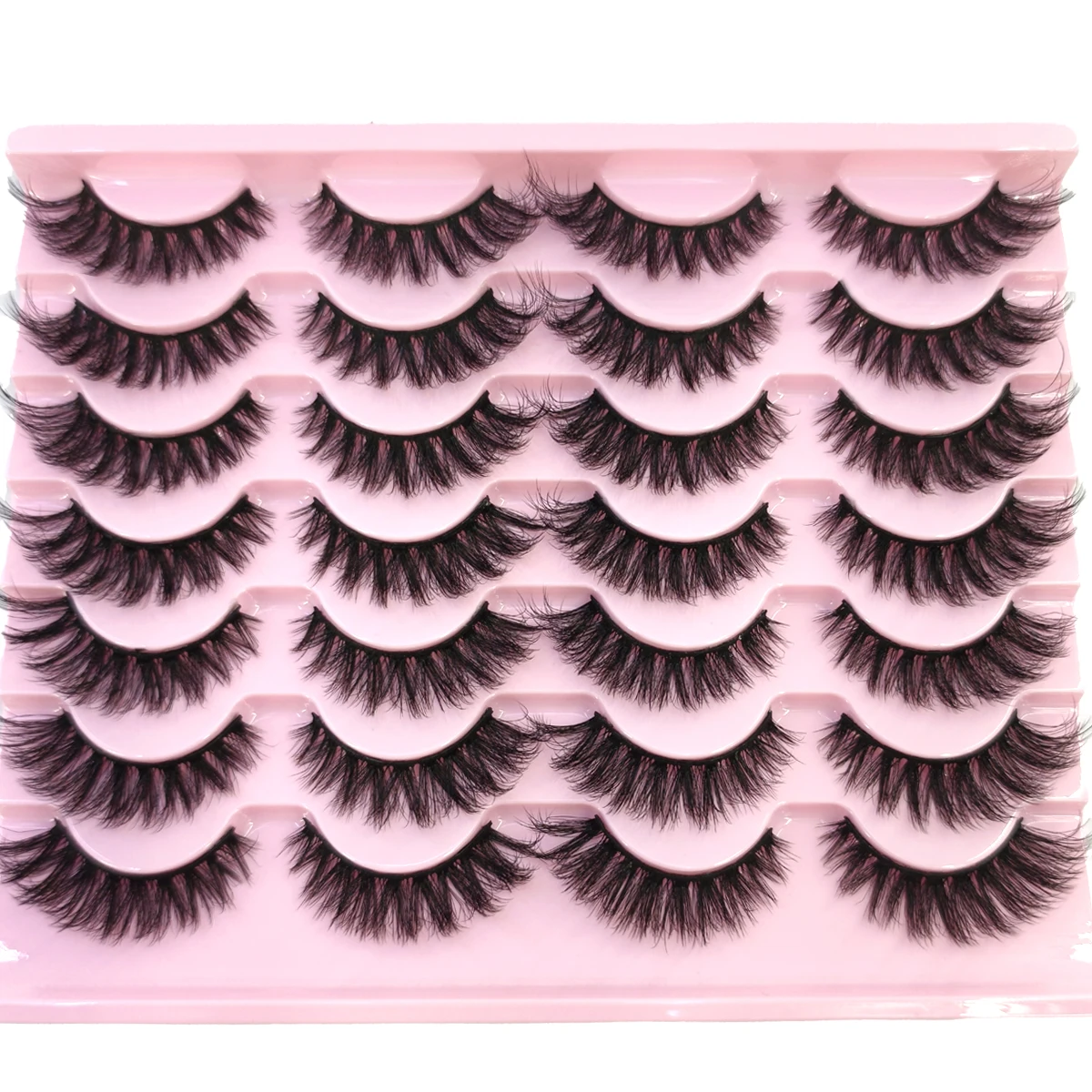 HBZGTLAD 14 Double Mink Eyelash Bulk Russian Curl Natural Fluffy Natural False Eyelash Thick Dramatic Mink Eyelash Wholesale