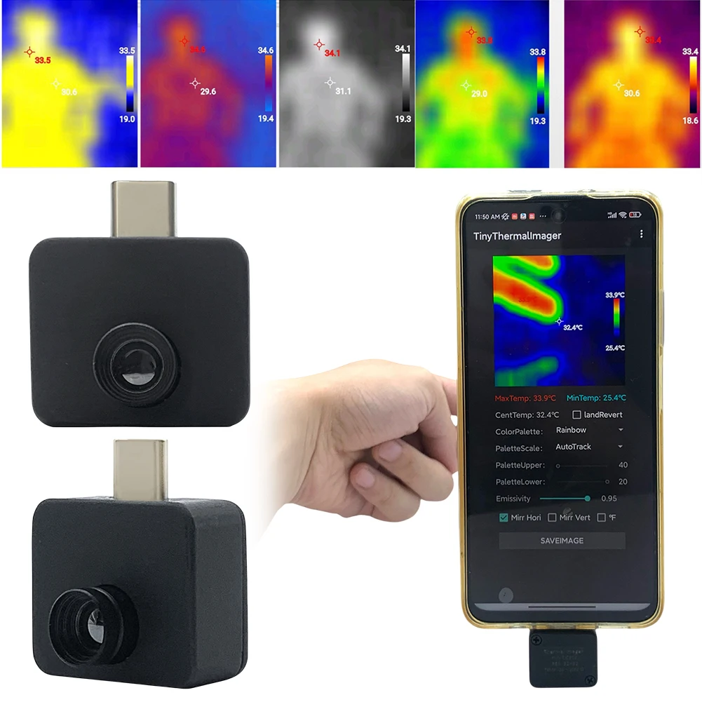 

Thermographic Camera 32*32 Pixels -20~1000°C Infrared Mobile Thermal Imager Thermal Imaging Camera for Android Type C Phone