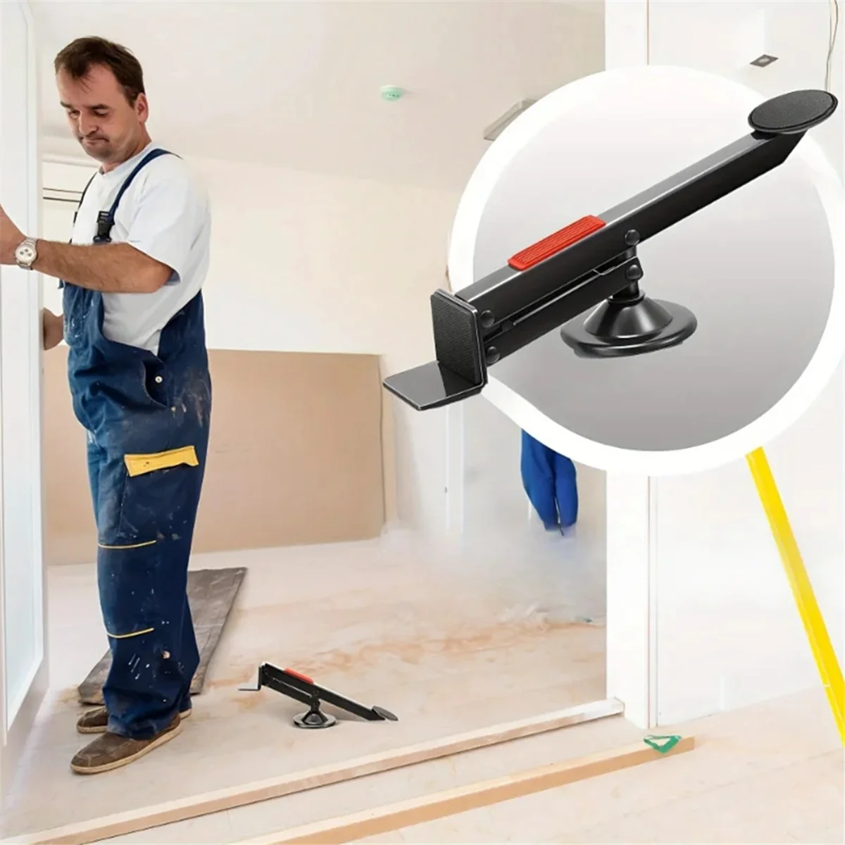 A83Z Heavy-Duty Metal Door Lifter 360° Rotation Lever-Activated Door Panel Elevator Installation Aid for Door Installation
