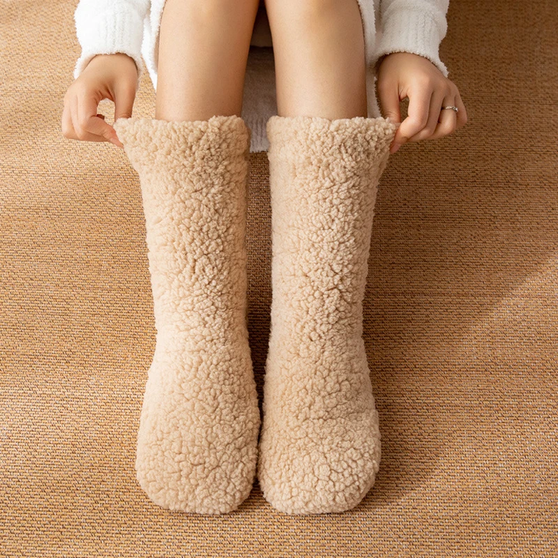 Thickened Winter Fuzzy Socks Women Warm Home Slipper Solid Color Socks Girl Cute Christmas Gift Female Funny Sleep Floor Socks