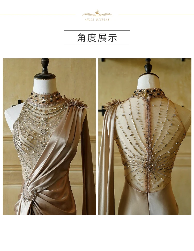

Women’s Vintage - charm Light - luxury Slit Maxi Dress – High - end Evening & Gala Attire dress