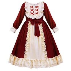 Round Yuan Teen Girl Lolita Cute Dress French Classic Christmas Dress Girl Holiday Costume Size 120-170 Children Holiday Gifts