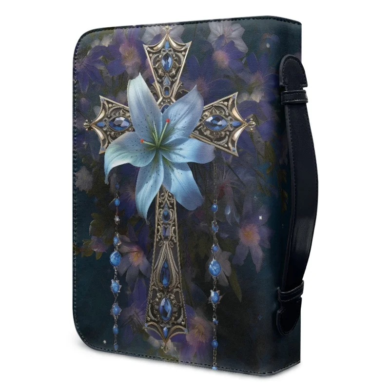 Funda de cuero con cremallera para mujer, bolso de mano con asa, exquisito bolso de la Biblia con bolsillos, libro de estudio personalizado, bolso de almacenamiento sagrado