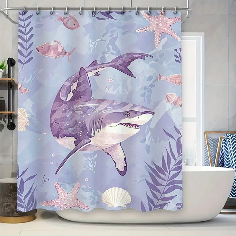 

Whale Shark Underwater Print Shower Curtain Waterproof Home Decor Bathroom Liner