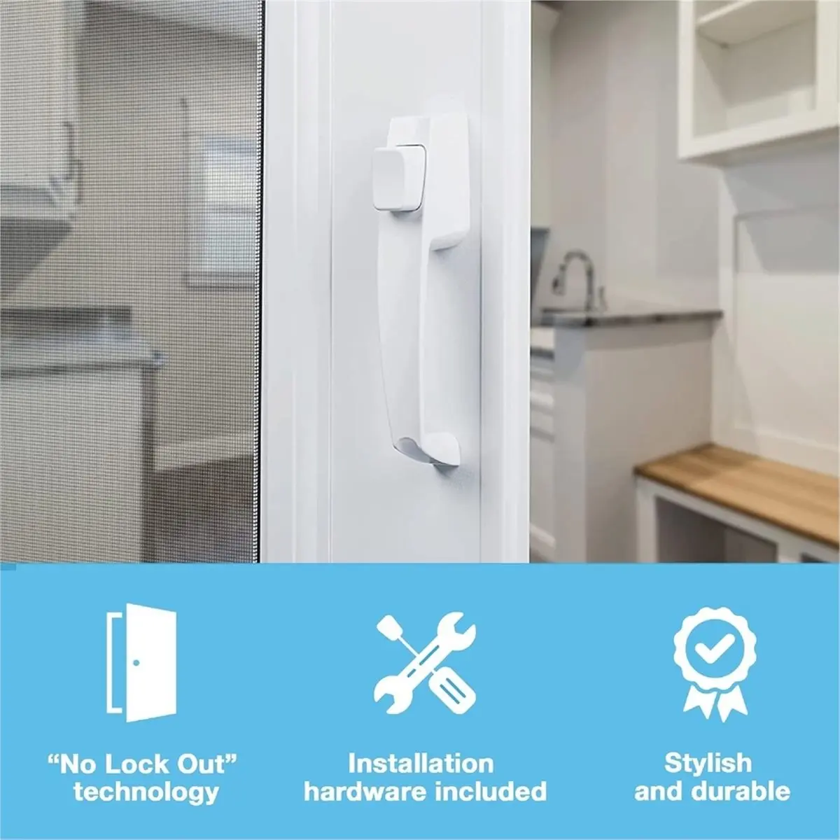 1set Screen Door Handle & Hardware, Push-Button Latches for Screen/Storm Doors