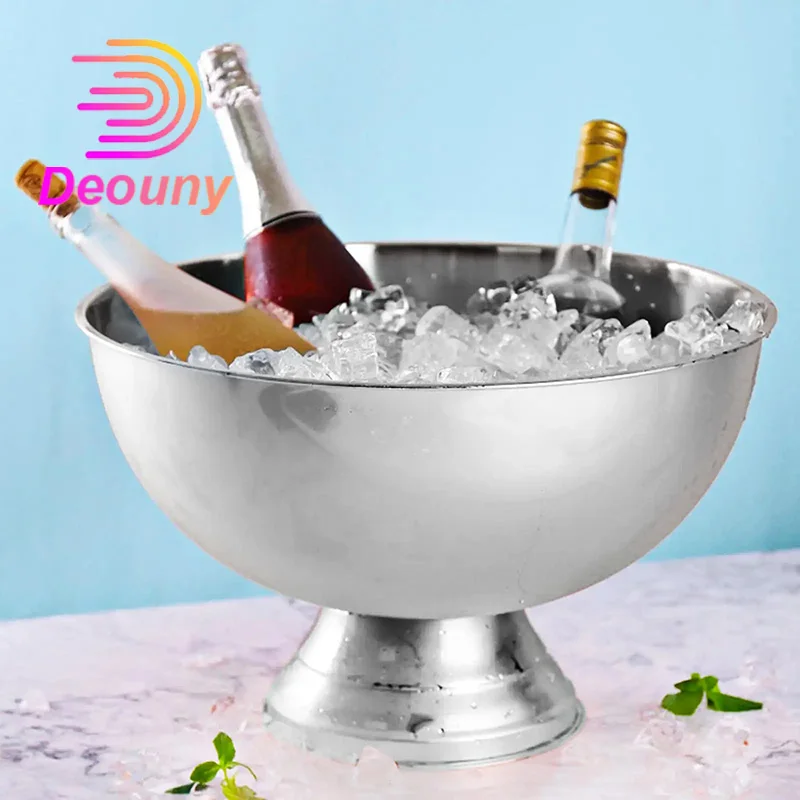 DEOUNY 13.5L Champagne Chiller Bucket Wine Cooling Bucket Beer Ice Bucket Thickened Red Wine Bucket Portable for Outdoor