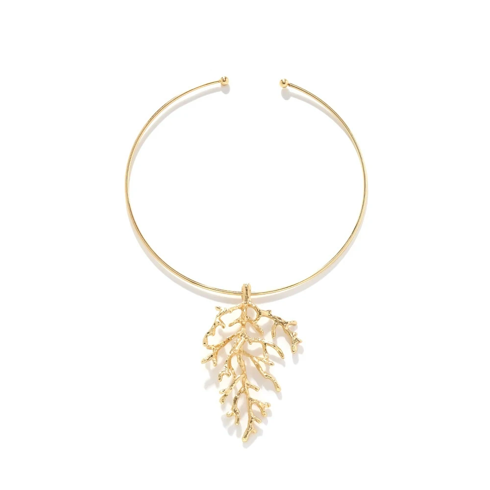 

Summer Choker Jewelry Accessories Stylish Evening Party Gift Silver Gold Color Collar Coral Branch Statement Necklace for Women