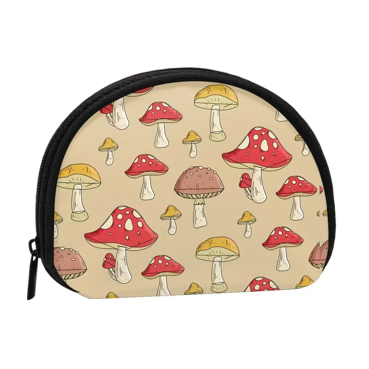 

Mushrooms Coin Purse Ladies Shopping Portable Silver Bag Travel Credit Card ID Gift