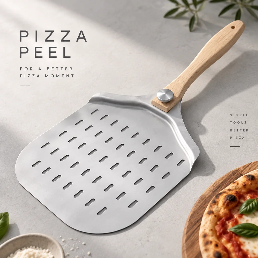 Aluminum Pizza Peel Foldable Wooden Handle Pizza Shovel Non-stick Pizza Paddle for Home Oven Baking Bakeware Tool