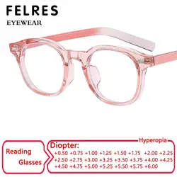 Mode Helder Roze Ronde Leesbril Vrouwen Mannen Persoonlijkheid Klein Frame Blauw Licht Blokkerende Optische Presbyopische Brillen