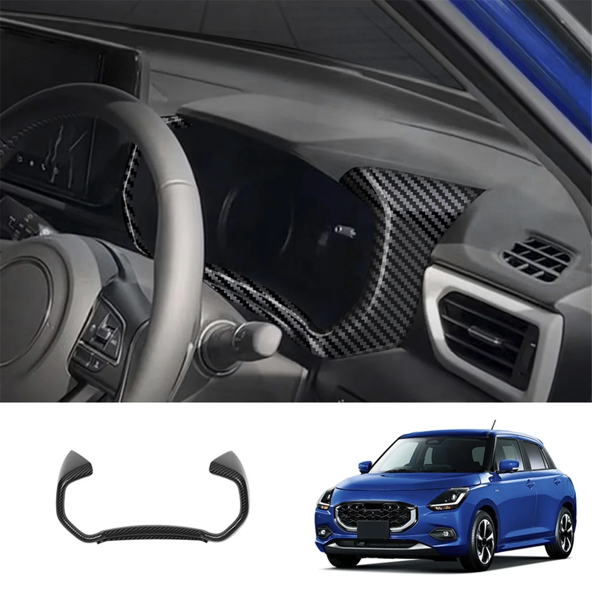 Panel Interior Instrumen Bingkai S N Trim Instrumen Mobil untuk Suzuki SWIFT 2024 2025 RHD Hitam