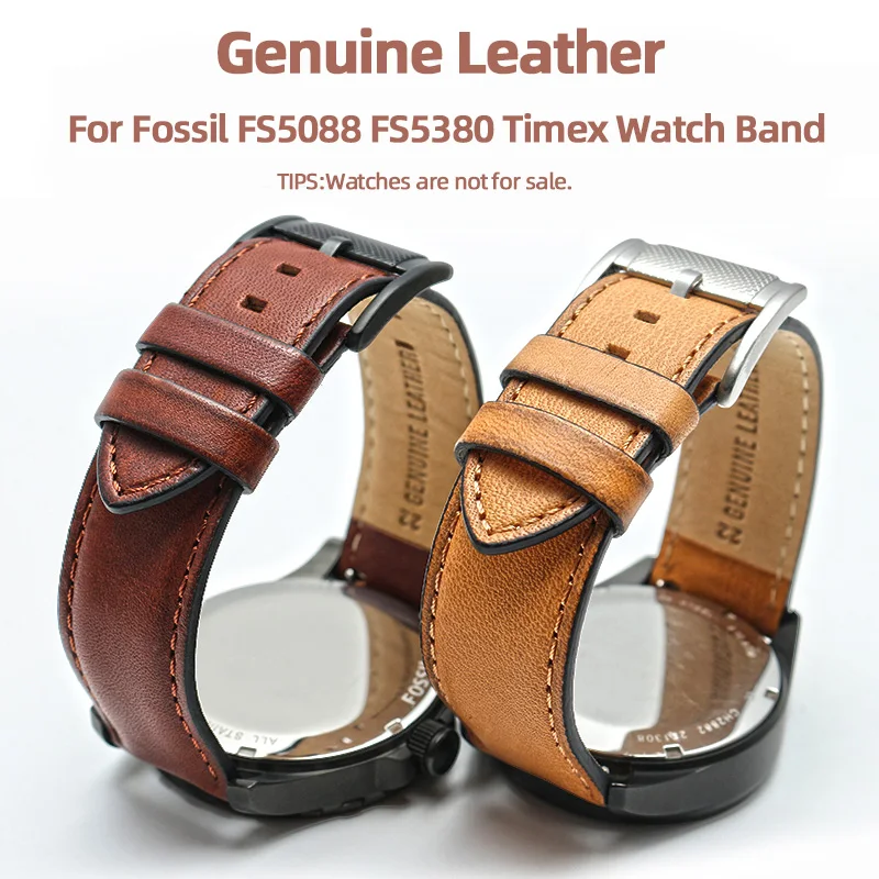 Men\'s Leather Watch Strap Fit for Fossil FS5088 FS5380 Timex T49963 Strap Quick Disassembly 20 22MM Pin Buckle Wrist Strap