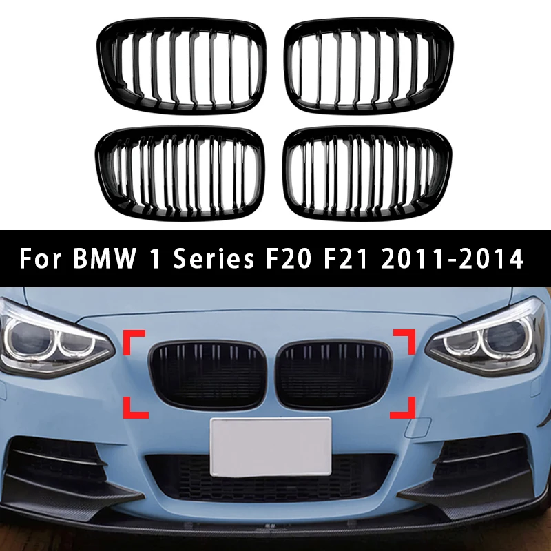 

﻿ For BMW 1 Series F20 F21 2011-2014 Front Bumper Hood Grilles Single And Double Line Style Upper Racing Grills Accessories