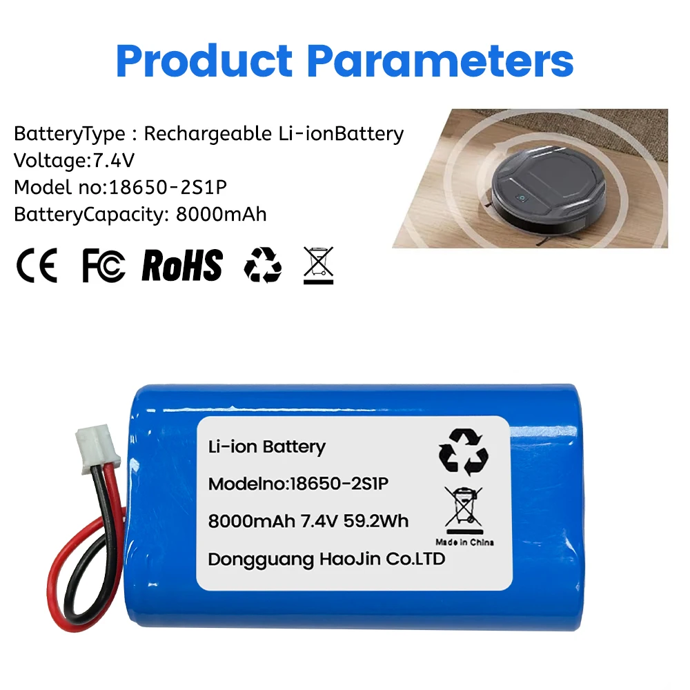 7.4V 8000mAh 18650 Li-ion Rechargeable Battery Pack with PH2.0 Plug 18650 Lithium Battery for Megaphone Speaker Parts