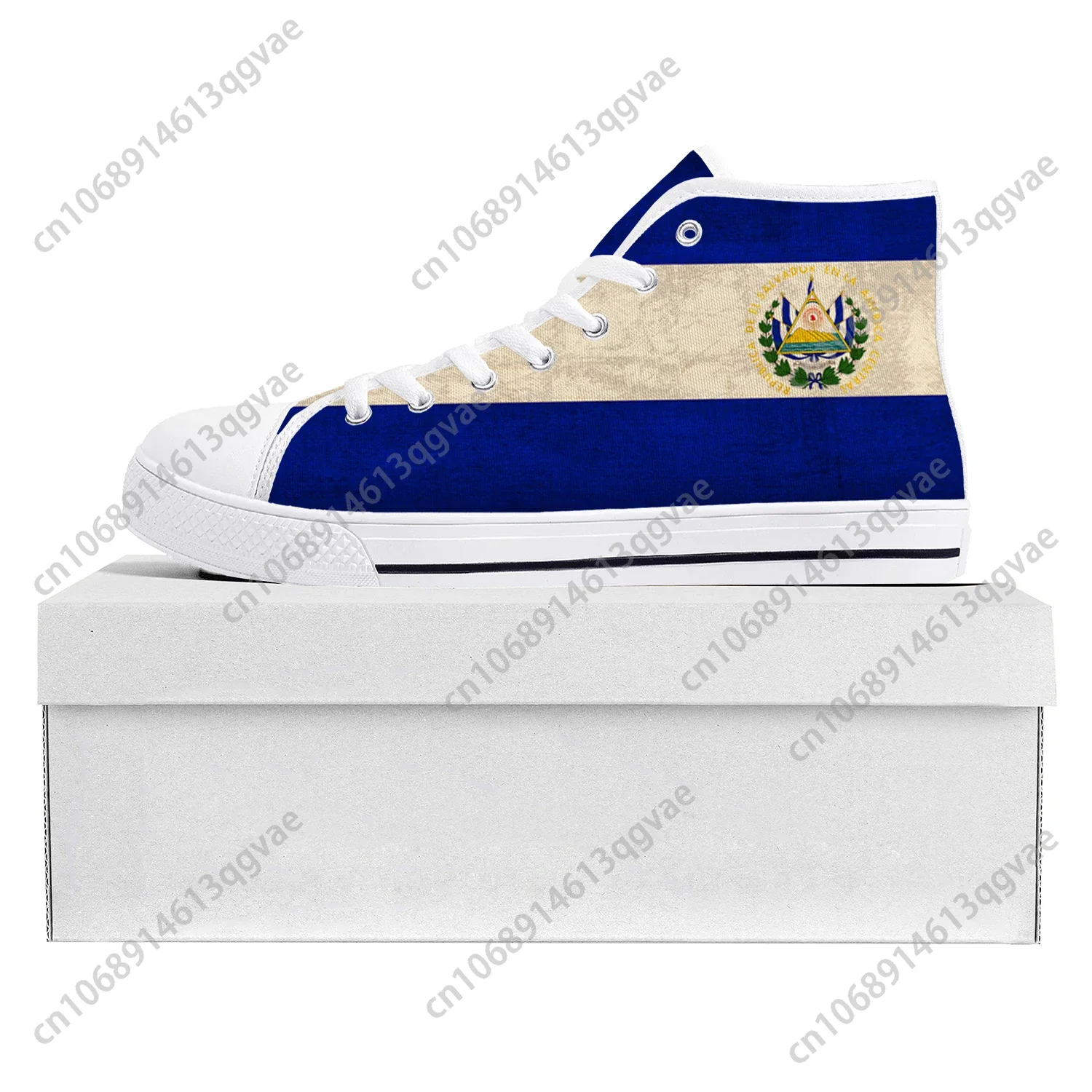 El Salvador Flag High Top High Quality Sneakers Mens Womens Teenager Canvas Sneaker El Salvador Casual Couple Shoes Custom Shoe