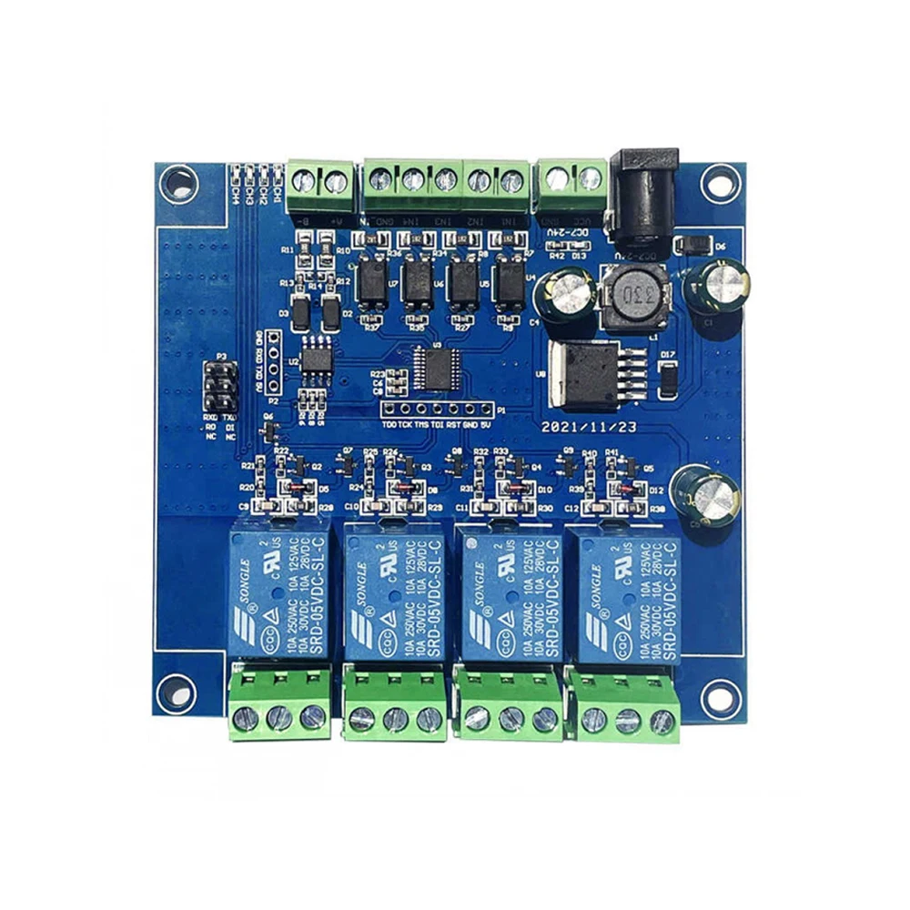 DC7-24V Modbus RTU 4 Channel Relay Module with Switch Indicator Light Supports The Standard Modbus RTU Protocol