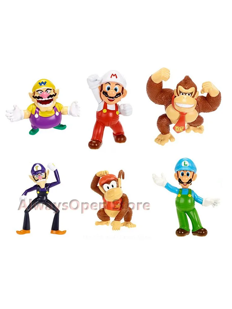 JAKKS Super Luigis Bros Figurines d'action Donkey Kong Waluigi Diddy Kong Warios Figurines d'anime Poupées Cadeaux pour enfants