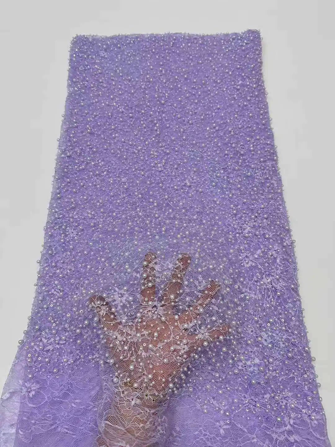 フレンチメッシュビーズレース生地 2025 高品質アフリカナイジェリアチュールネット花嫁レース生地スパンコール結婚式のパーティードレス