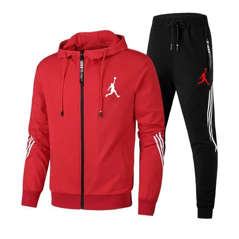 2024 Spring and Autumn New Leisure Sports Fashion Zipper Men\'s Running Clothes Men\'s Clothing Set Sports Clothes Men\'s Jogging P