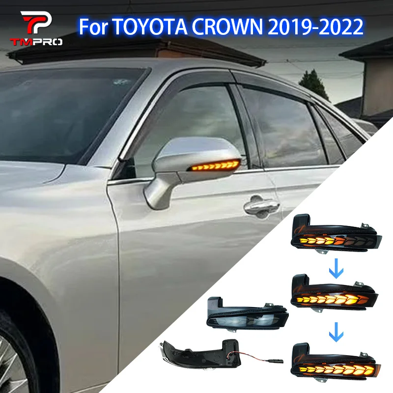 Suitable for Toyota 15th generation Crown 2019-2022 Dynamic LED Side Mirror Turn Signals set of 2 smoked waterproof