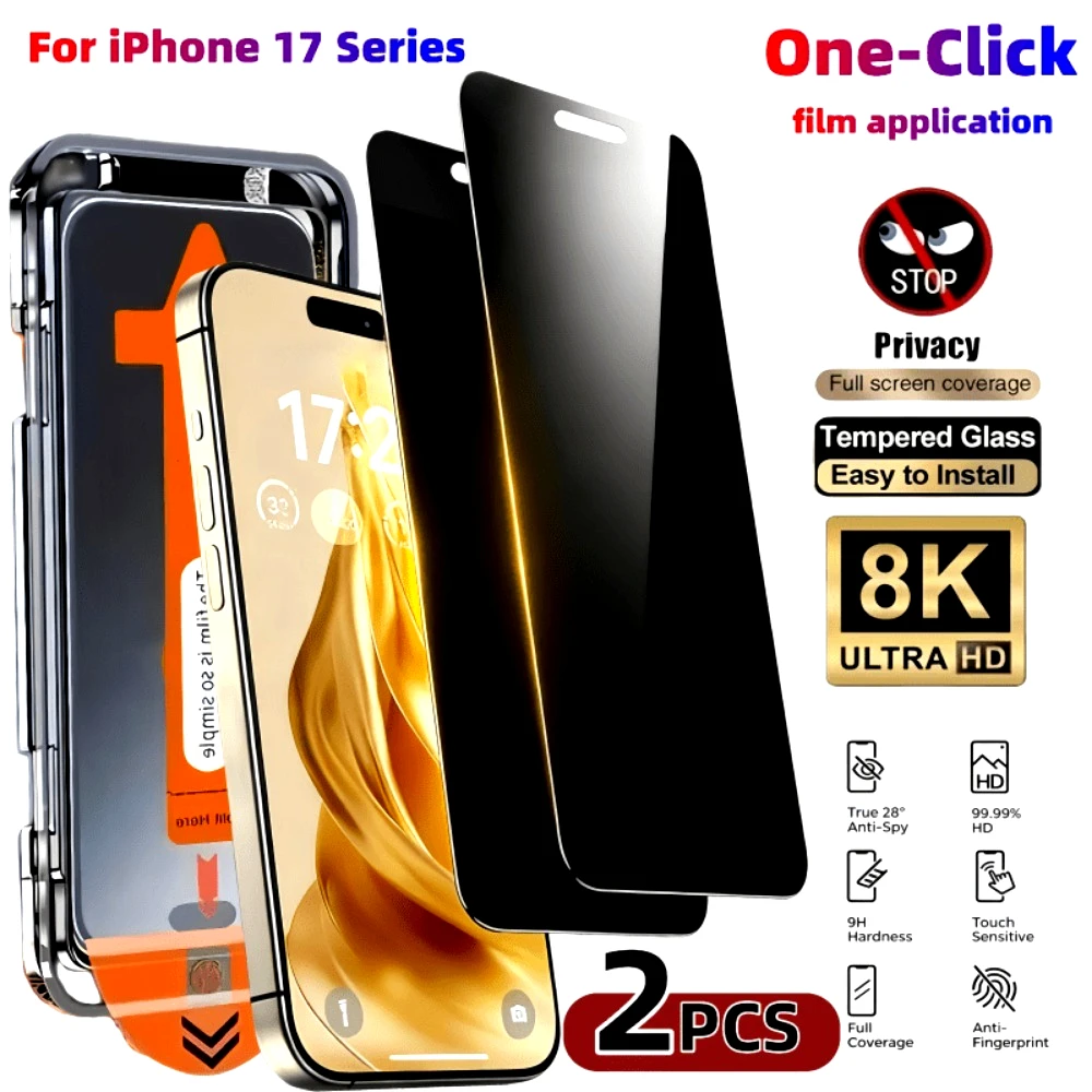 

2 шт. Защитное стекло Full Cover Privacy из закаленного стекла для iPhone 17, 16, 15, 14 Pro Max, Air, 13, 12, 11 Pro, 16, 15, 14 Plus, простое в установке
