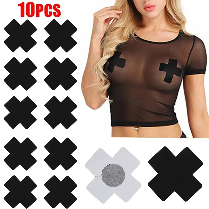 Sexy Black Cross Nipple Cover Women Invisible Disposable Breast Patch Chest Sticker Strapless Lingerie Bra Accessories Wholesale