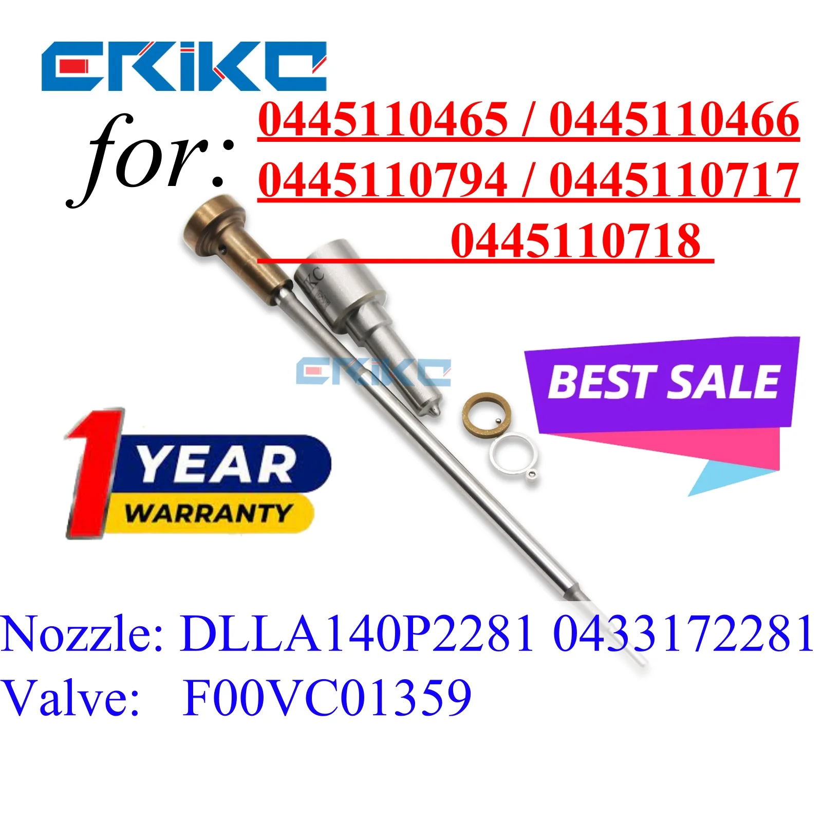 

0445110465 0445110466 Injector Repair Kit DLLA140P2281(0433172281) Valve F00VC01359 For Bosch JAC 0445110794 0445110717