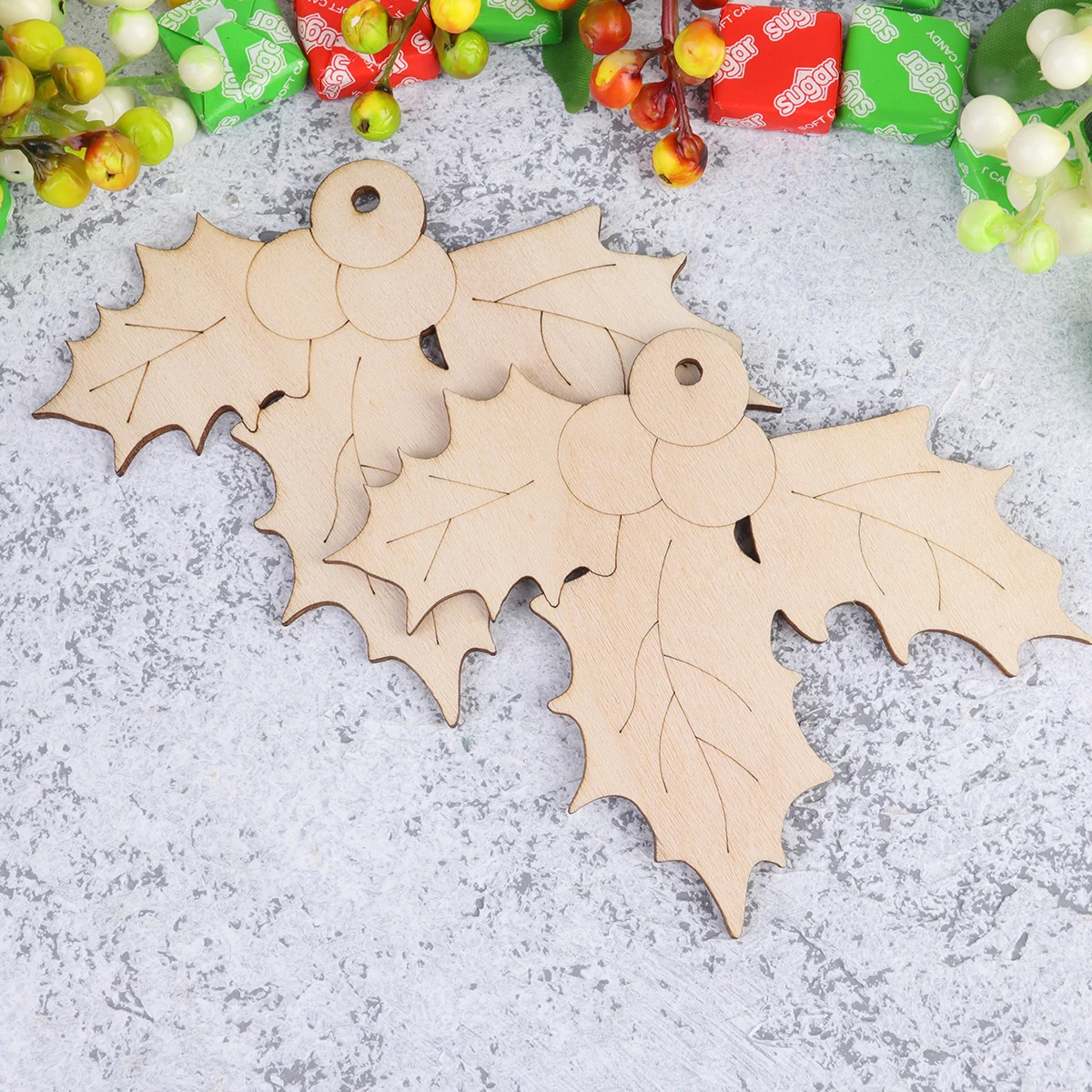 

20pcs Christmas Wooden Hanging Pendants Diy Crafts Decorations Tree Ornaments Wedding Props Felt Slices Xmas Pendant Handicraft