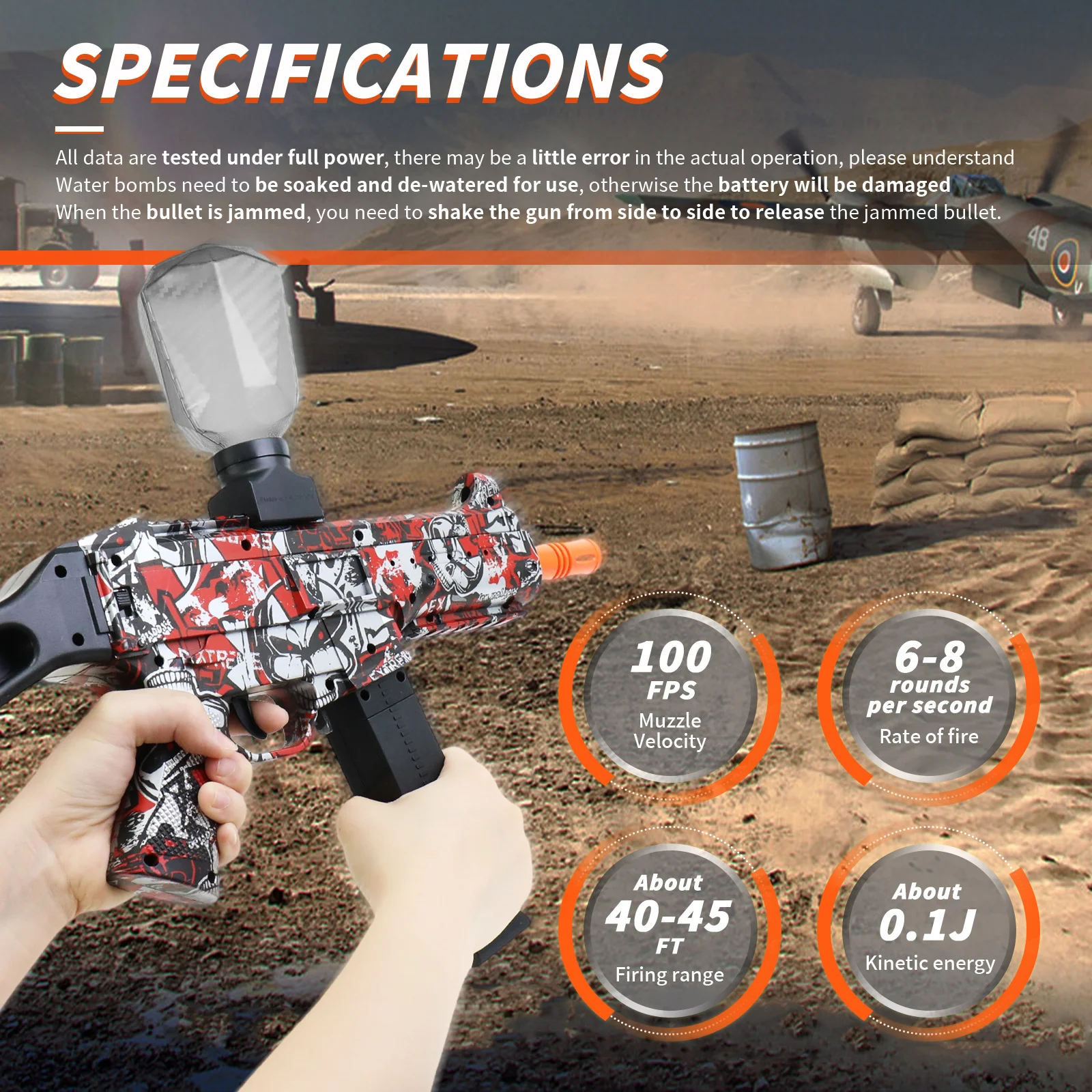 UMP45 젤 볼 블래스터 세트 - 14세 이상 청소년을 위한 충전식 야외 전투 장난감, 남아 및 여아를 위한 완벽한 선물(젤 비드는 포함되지 않음)