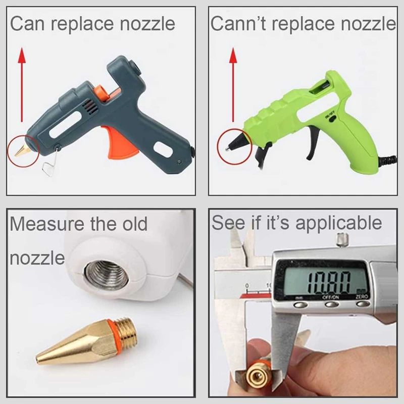 AT29-Power Fine Tip Glue Guncopper Nozzles Set For Hot Glue Guns - 4 Pack Copper Nozzles Set Full Size Dual Temp Hot Melt Glue G