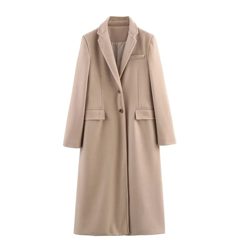 

Slim Fit Woolen Coat 2023 Winter New Sle Women's Faionable Ele Long Sve Mid-Length Sweet Sle Outerwear Coat