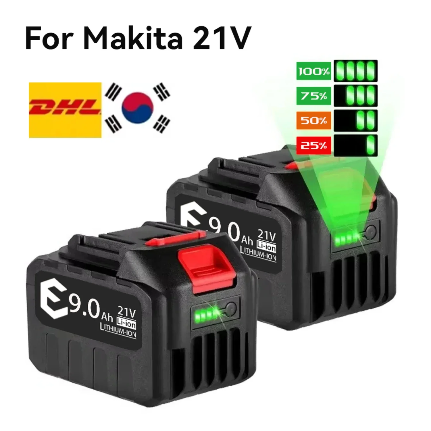 Makita 21V 9000mAh 5S2P Li-ion Battery Pack High-Capacity Fast Charge Safety Certified for Cordless Drill/Driver Tools