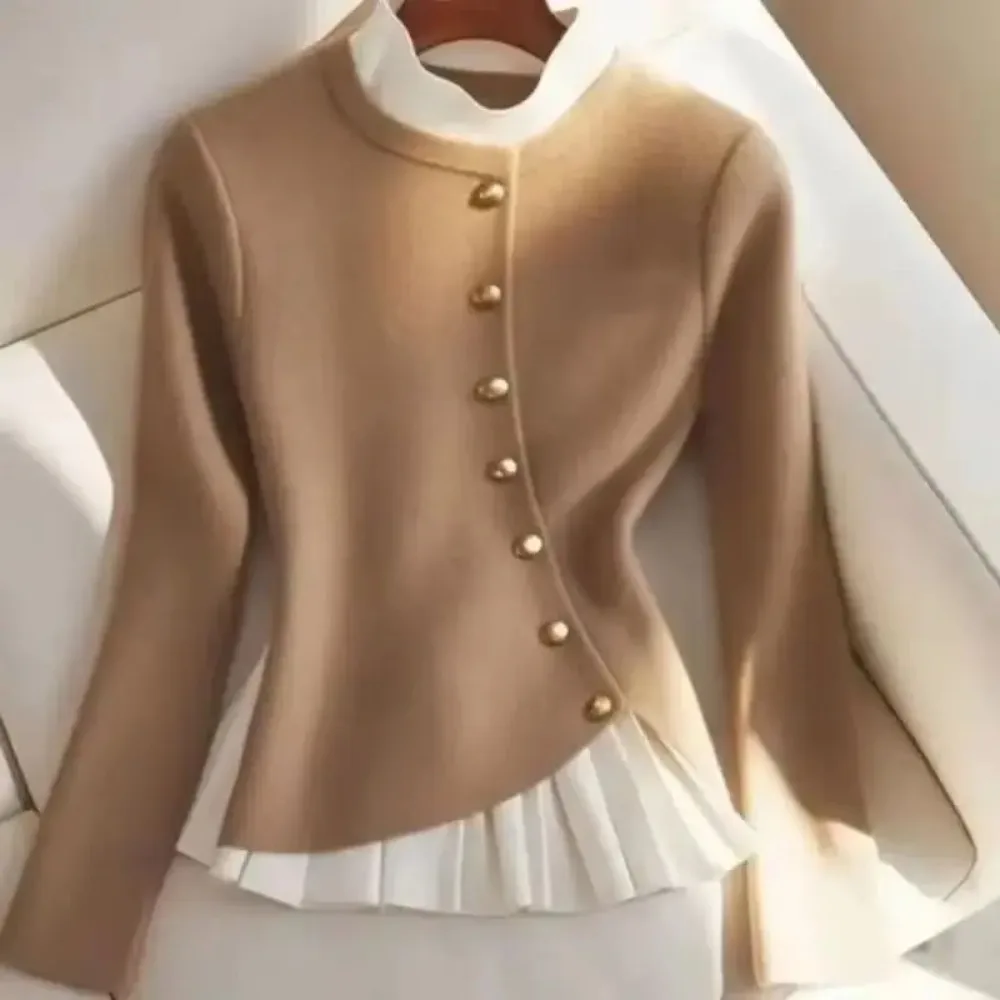 Nuova camicia da donna autunno inverno 2025 stile pigro camicia da donna dal temperamento unico dimagrante design della moda senso camicetta da donna