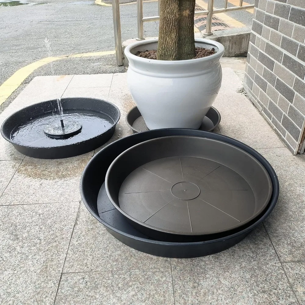 Confezione da 2 piattini per piante profonde da 26 pollici, vassoi per acqua in plastica resistenti per vasi da interno/esterno, marrone