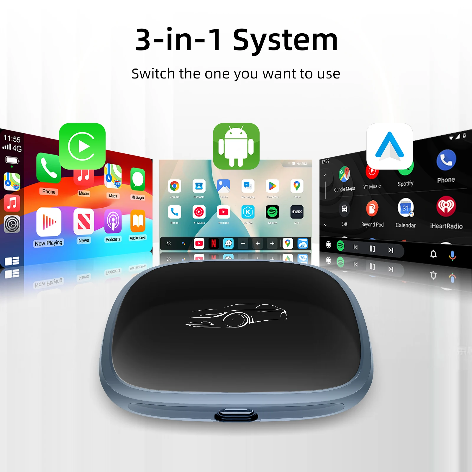 CarPlay Ai Box CarPlay Android Auto سلكي إلى Android اللاسلكي Qualcomm Octa-core 4G+64G التوصيل والتشغيل