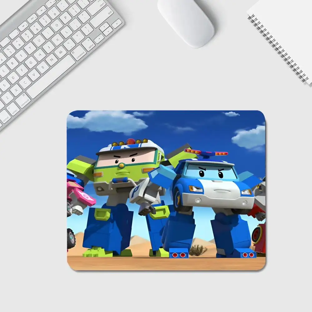 Anime R-Robocar Poli Mouse Pad Anime Game Mouse Pad High Quality Small Desk Pad Rubber Laptop Desk Pad