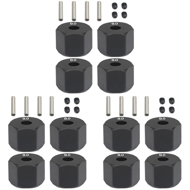 YSUN-12Pcs 12MM Wheel Hex Hub Thickness For 1/10 RC Crawler Axial SCX10 Traxxax Trx4 Tamiya MST RC Car Part,9Mm