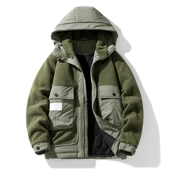 Chaqueta con capucha de lana de Ollie para hombre, Abrigo acolchado de algodón militar a prueba de viento para exteriores, ropa gruesa y cálida Unisex, invierno-20's