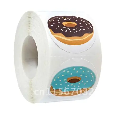 Stylish Donut Stickers 8 Designs 50-500pcs Delicious Looking Handmade white labels stickers for Cake bread baking