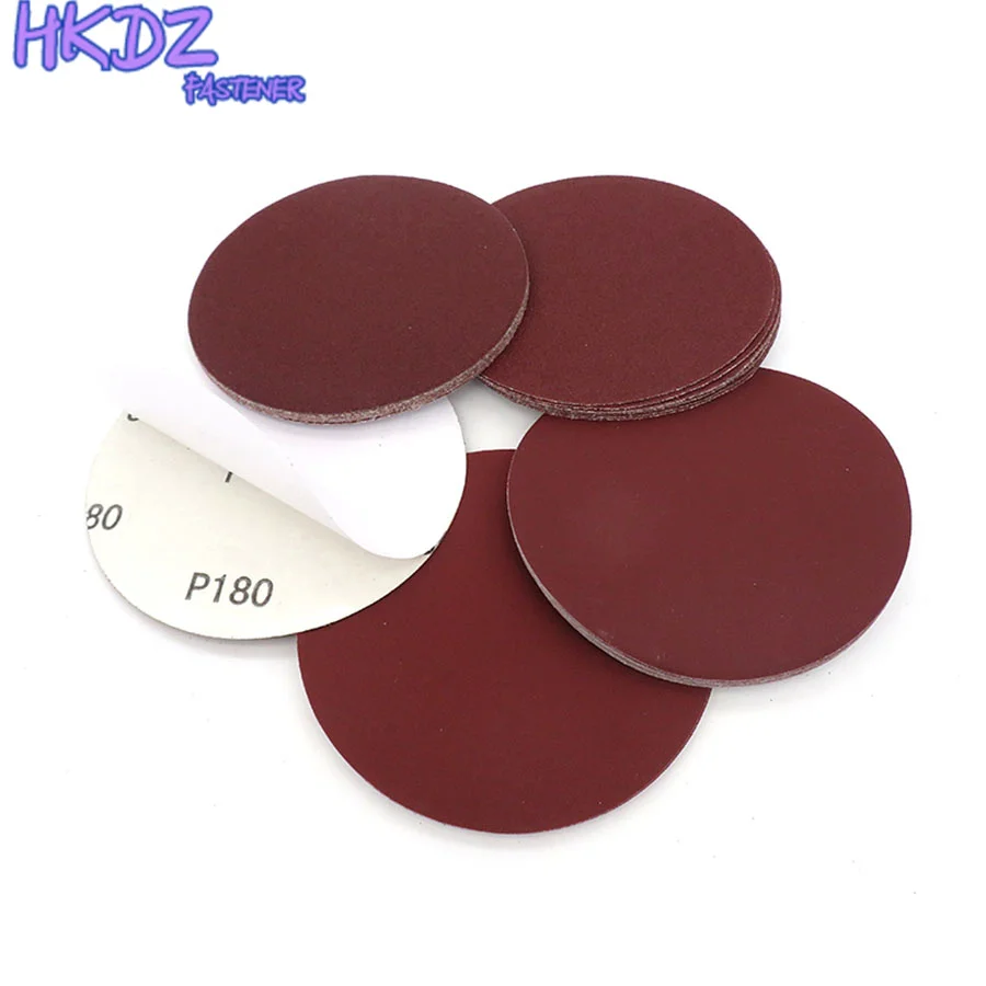 5 Inch 125MM Aluminum Oxide Dry Sandpaper Sanding Discs Hook Loop For Stone Round Red Disk Sand Sheets Disc Self Adhesive