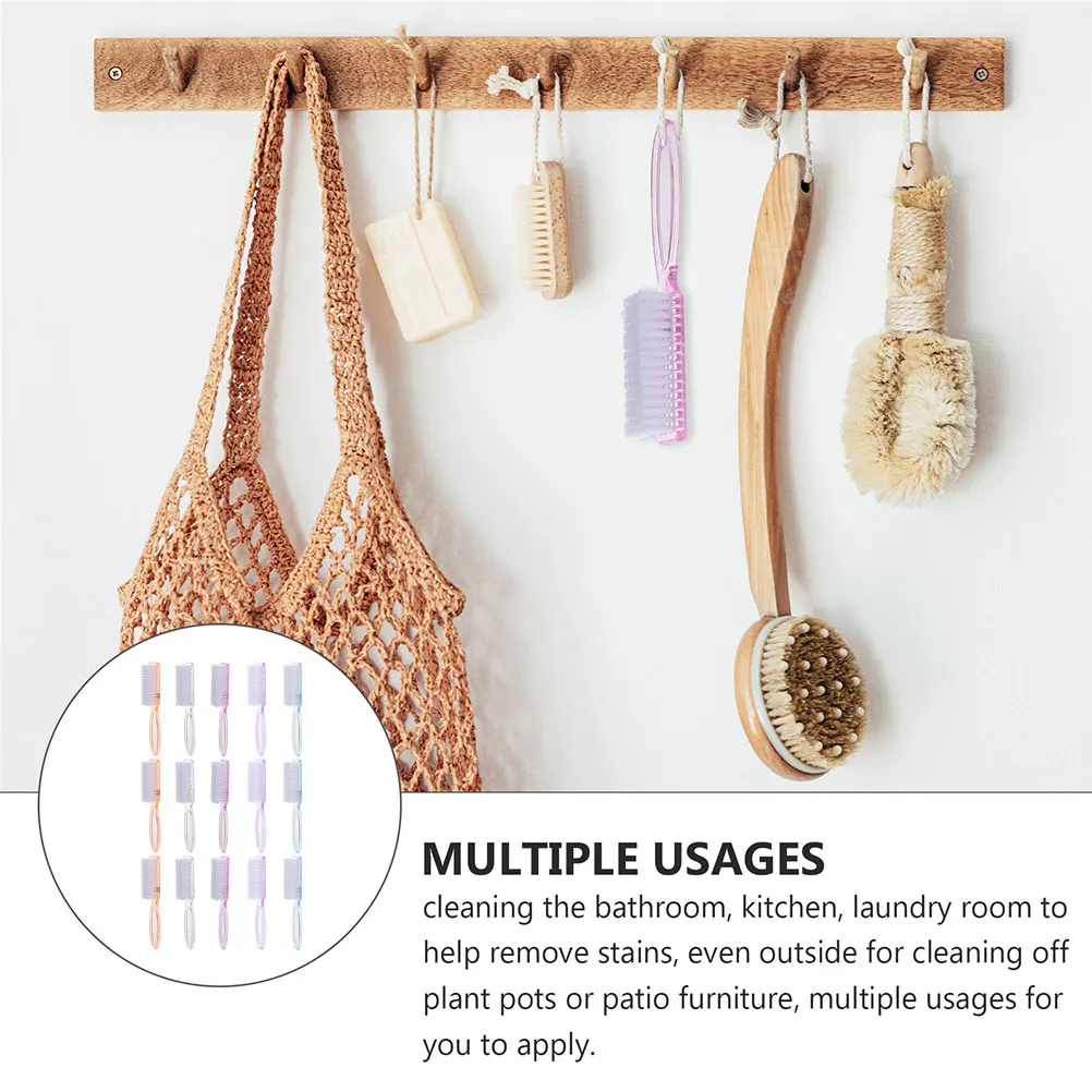 

15pcs Nail Brush Set Handle Grip Fingernail Cleaner Flexible Bristles Travel Size Foot Hand Dirt Remover Toenail Brush For