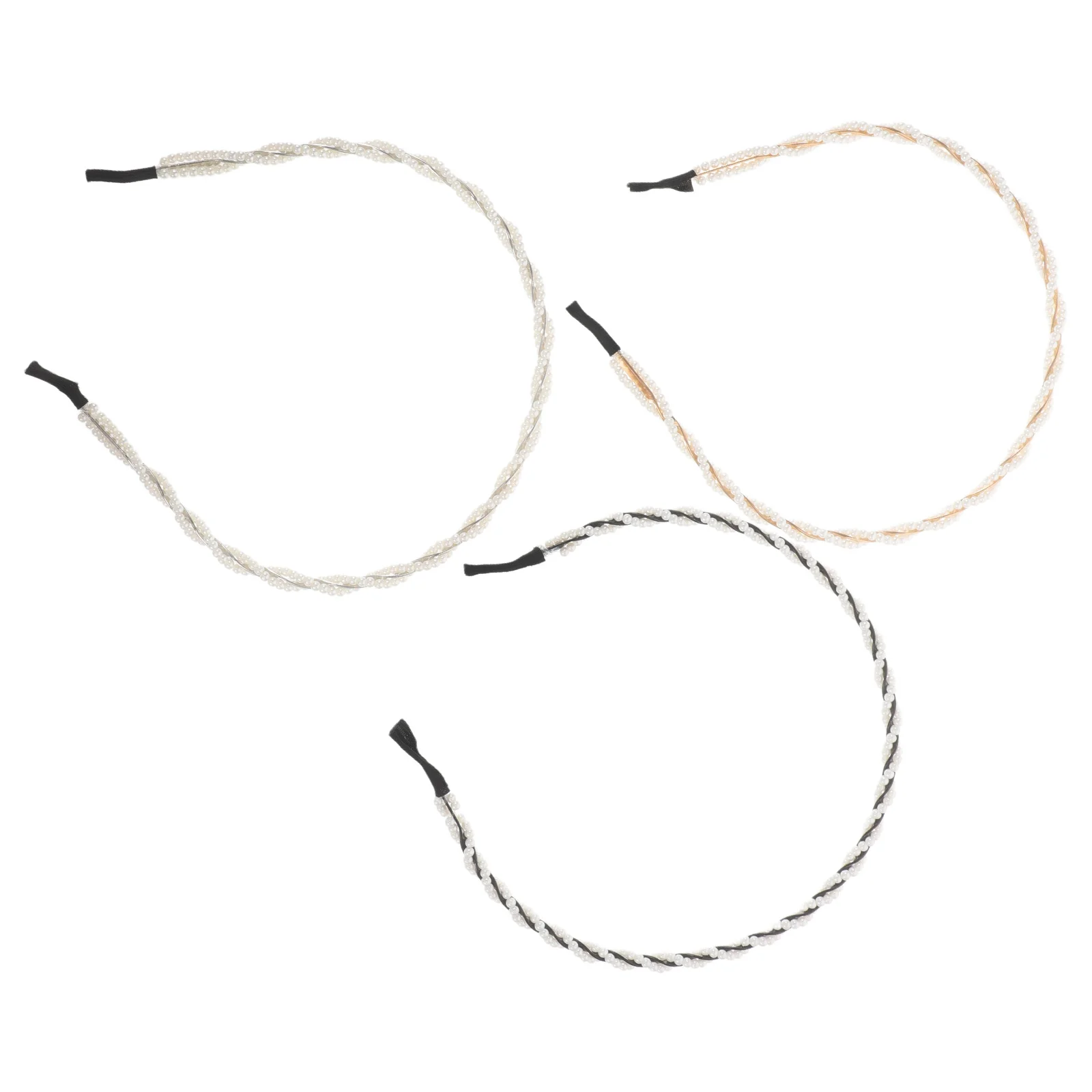

3Pcs Braided Pearl Headbands Narrow Metal Hairbands Elegant Hair Accessories for Women Casual Formal Hairstyles