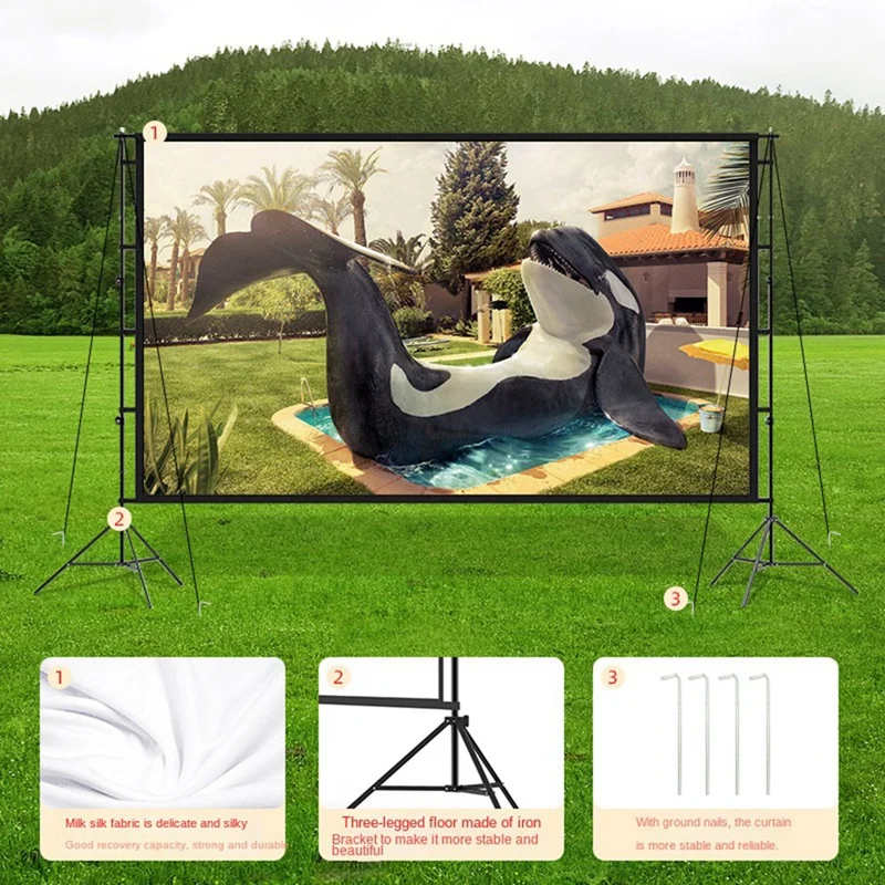 

Home Movie 84 Inches Screen Projector Curtain Portable Projector Stand Curtain Projection Screen For Indoor Outdoor