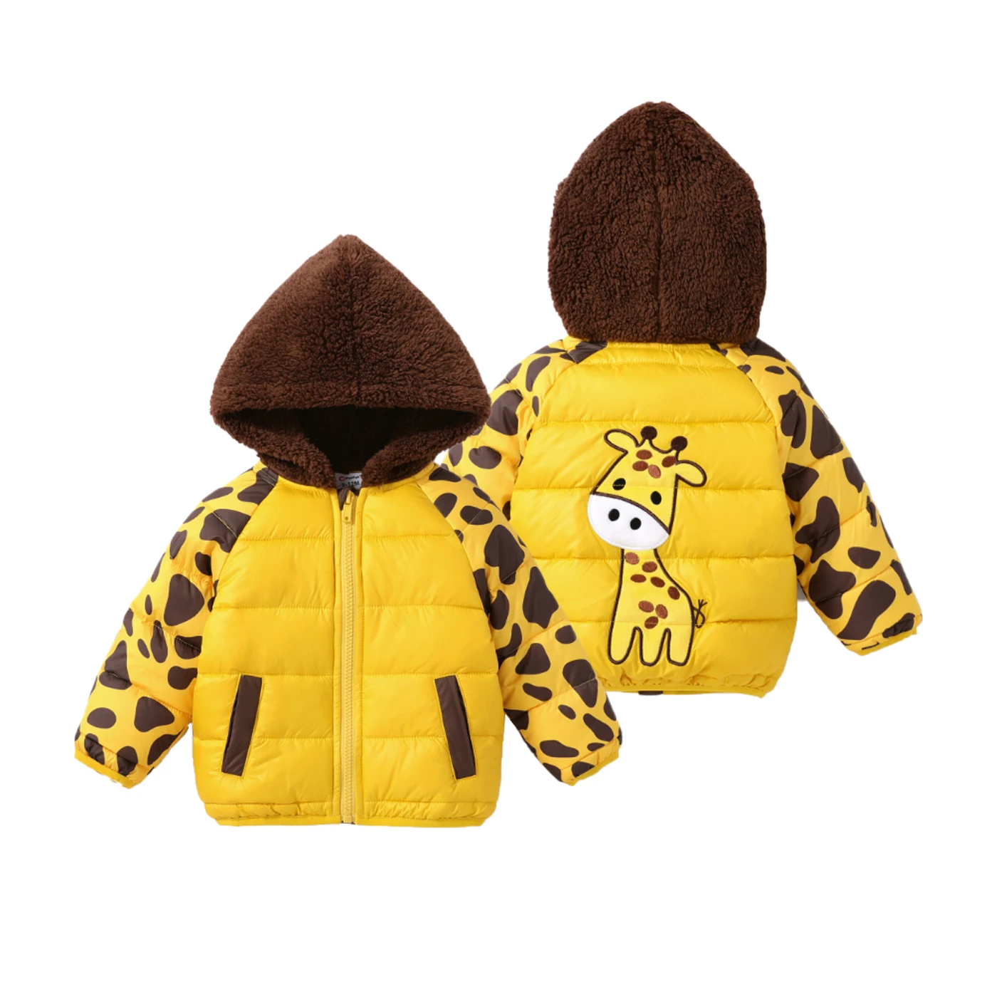 

PatPat Baby Girl/Boy Giraffe Animal pattern Coat with Fuzzy Hooded