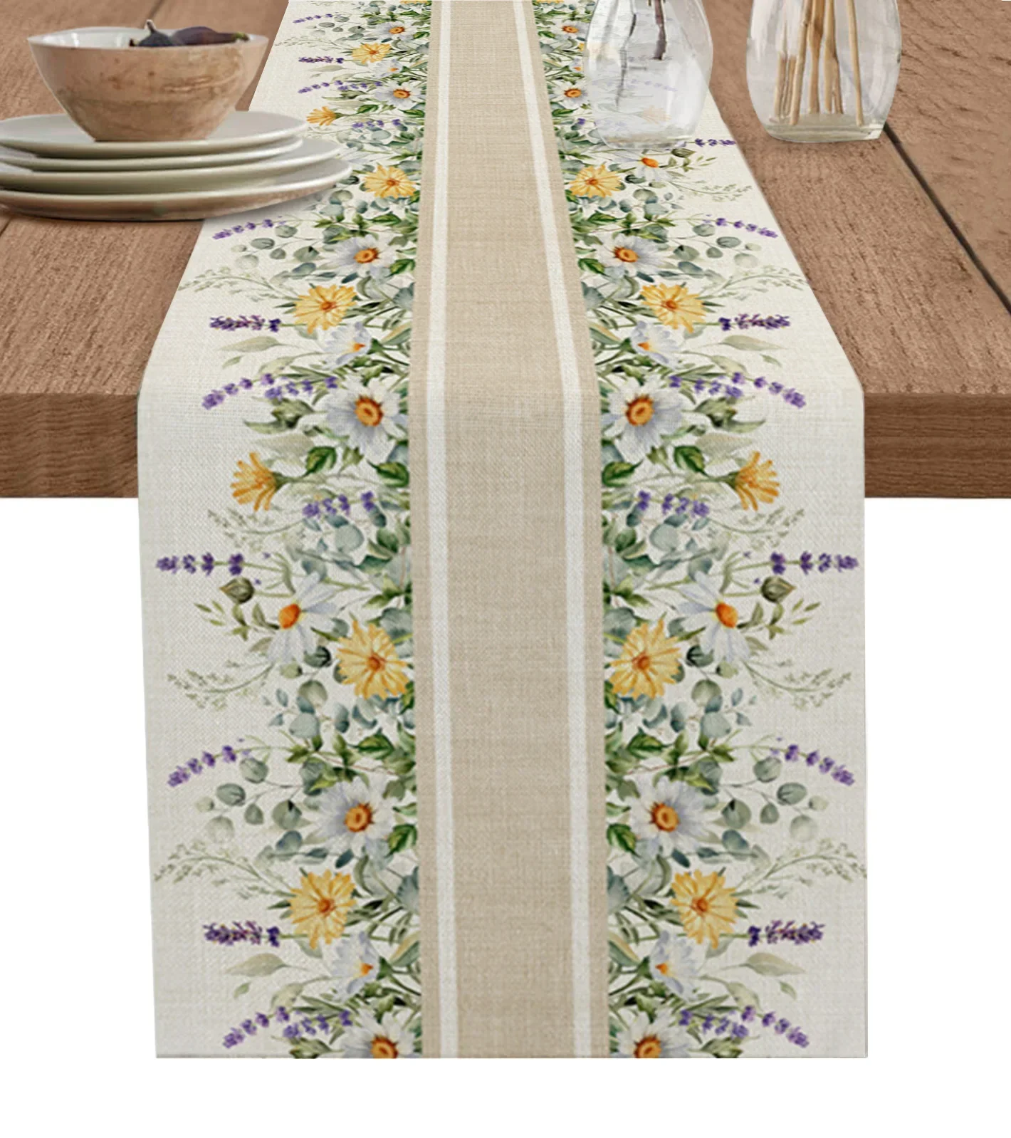 

Daisy Lavender Plant Flowers Table Runner Decoration Home Decor Dinner Table Decoration Table Decor