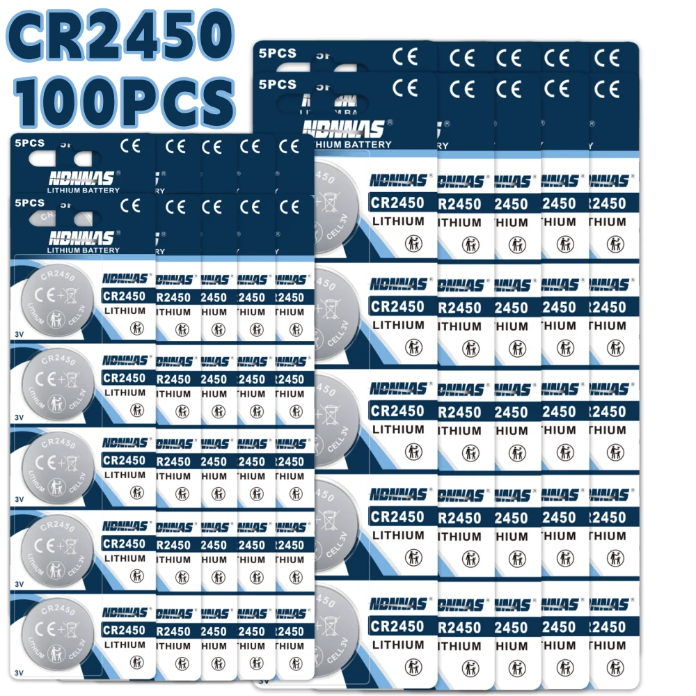 

5-50Pcs CR2450 3V Lithium Coin Cell Button Battery DL2450 BR2450 Compatible For Watch Car Key Fob Remote Clock Electronic Device