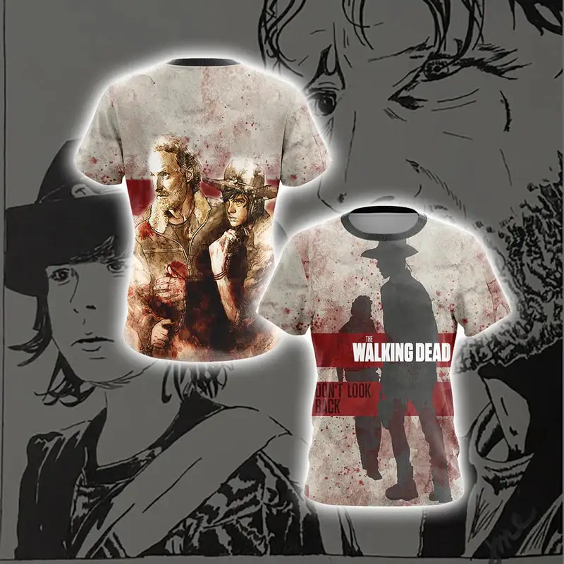 New Horror TV series The Walking Dead Rick Grimes T-shirt 3D Print Men Women Fashion Short sleeve Tee Shirt Oversized O-Neck Top